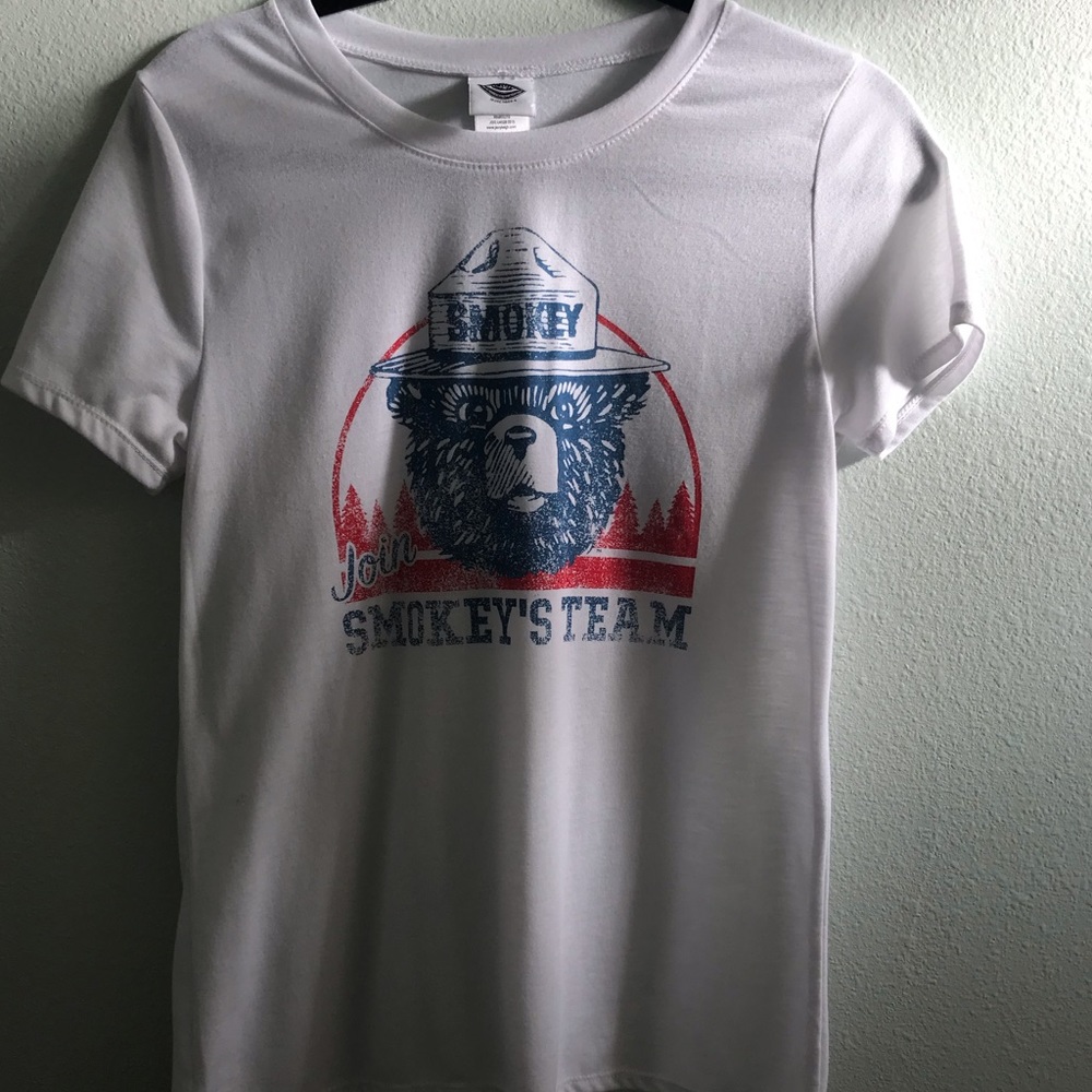 Cute smoky the bear white tee